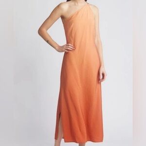 Madewell Women 14 Dark Copper Ombre Sleeveless One-Shoulder Midi Slip Dress NWT